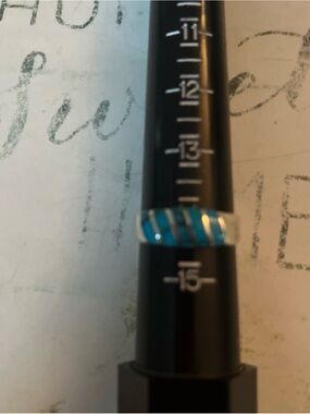 Turquoise Inlay Sterling-Style Men's Ring - Blue